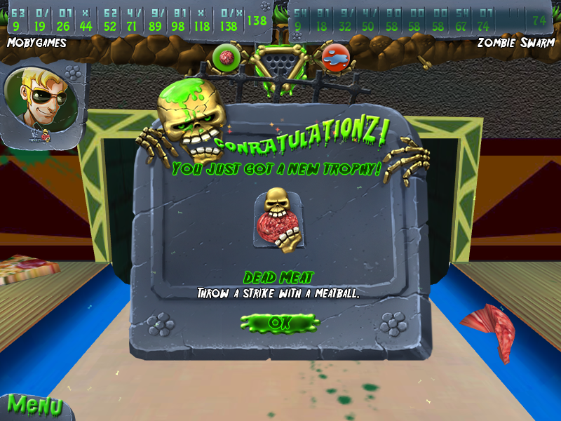 Zombie Bowl-O-Rama (Windows) screenshot: Dead Meat trophy