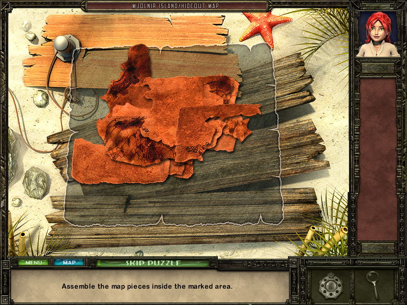 Alexandra Fortune: Mystery of the Lunar Archipelago (Windows) screenshot: Hideout map puzzle