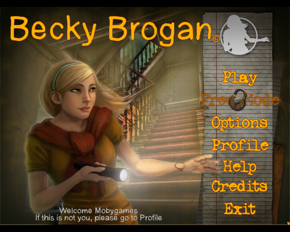 Becky Brogan: The Mystery of Meane Manor (Windows) screenshot: Main menu