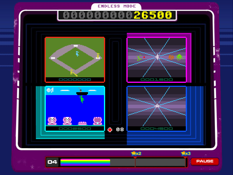 Arcadia Remix (Windows) screenshot: Four games at the same time can be stressful.