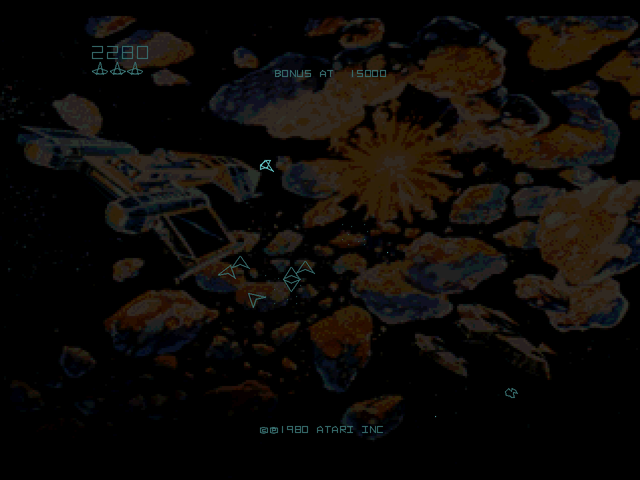 Atari: Anniversary Edition (PlayStation) screenshot: Asteroids Deluxe - A new enemy