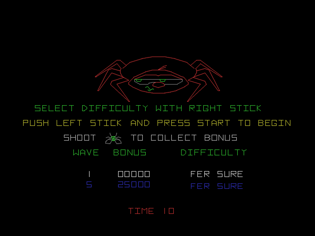 Atari: Anniversary Edition (PlayStation) screenshot: Black Widow - Level selection