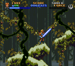 Super Star Wars: The Empire Strikes Back (SNES) screenshot: Meanwhile, Luke learns the ways of the force in Dagobah