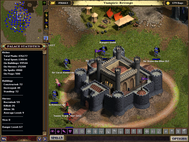 Majesty: The Fantasy Kingdom Sim (Windows) screenshot: You can check your palace statistics at any time whilst in game