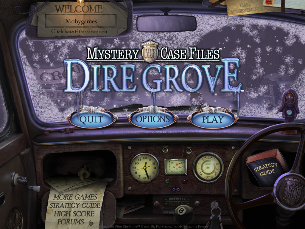 Mystery Case Files: Dire Grove (Collector's Edition) (Windows) screenshot: Main menu