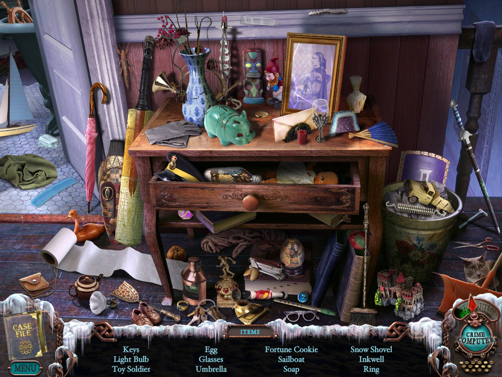Mystery Case Files: Dire Grove (Collector's Edition) (Windows) screenshot: Desk