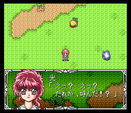 Magic Knight Rayearth (SNES) screenshot: Starting the game in a parallel world. Hikari can't quite understand what's going on