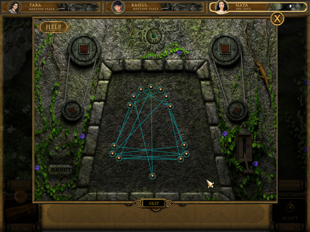 The Dark Hills of Cherai (Windows) screenshot: Crossed lines puzzle