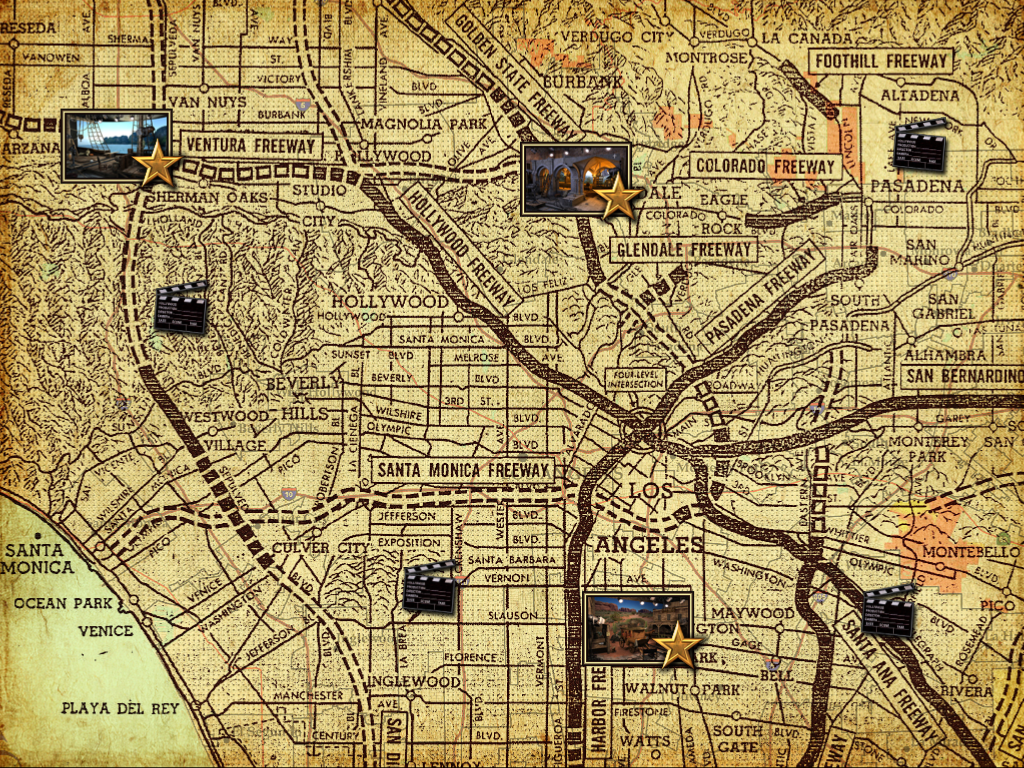 Hollywood: The Director's Cut (Windows) screenshot: Locations map