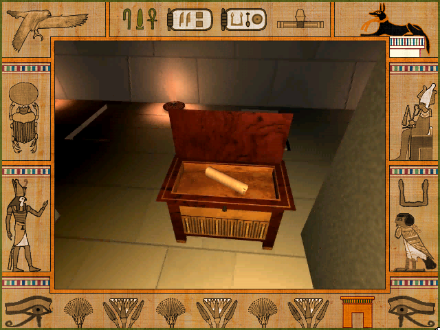 Nile: An Ancient Egyptian Quest (Windows) screenshot: Scroll chest found in temple