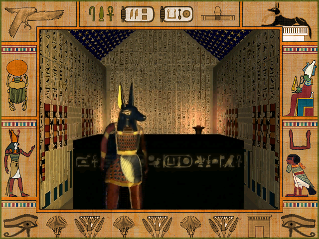 Nile: An Ancient Egyptian Quest (Windows) screenshot: Meeting with Annubis