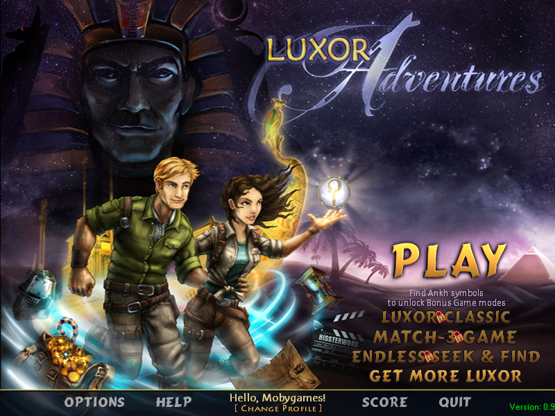 Luxor: Adventures (Windows) screenshot: Main menu