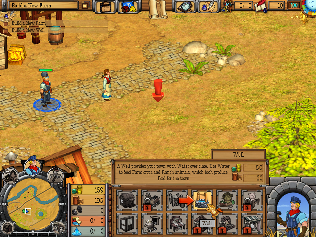 Westward IV: All Aboard (Windows) screenshot: Selecting a well from the construction menu.