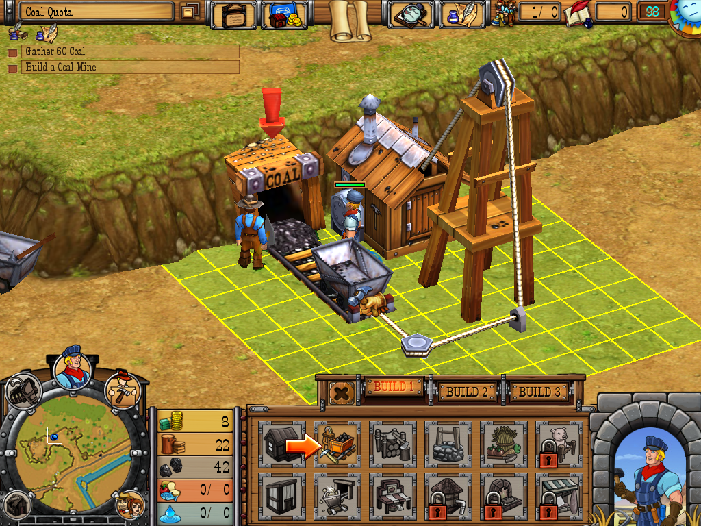 Westward IV: All Aboard (Windows) screenshot: Setting up a coal mine.