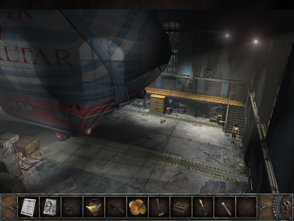 Chronicles of Mystery: The Tree of Life (Windows) screenshot: Gibraltar - Hangar with airship