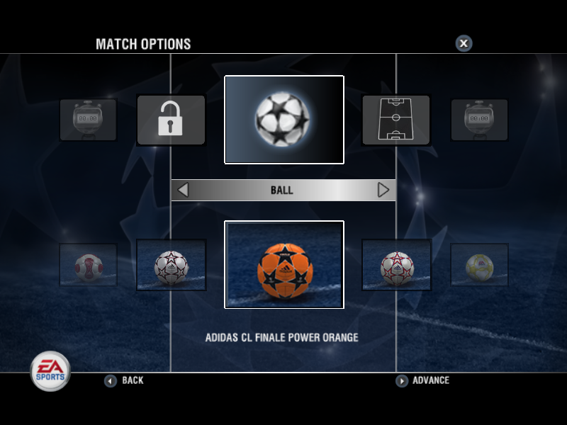 UEFA Champions League 2006-2007 (Windows) screenshot: You can even choose the ball...