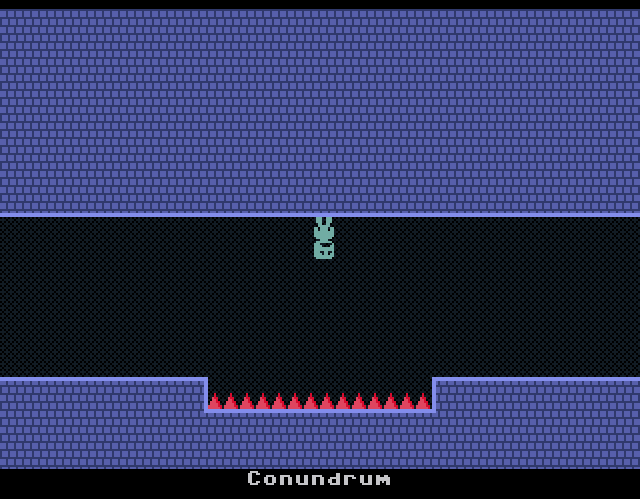VVVVVV (Windows) screenshot: Flipping gravity moves the character to the ceiling at once.