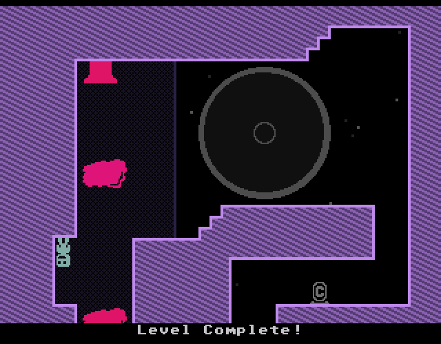 VVVVVV (Windows) screenshot: There is another checkpoint and a teleporter to the right.