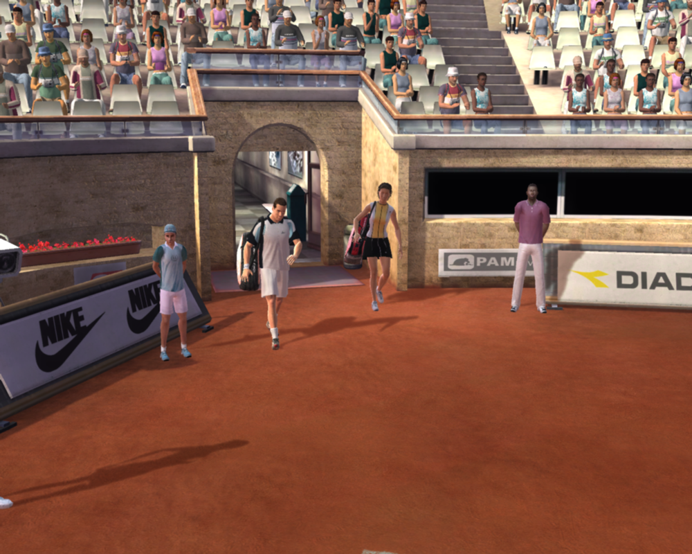 Top Spin 2 (Windows) screenshot: Entering the Coliseum-style Italian court.