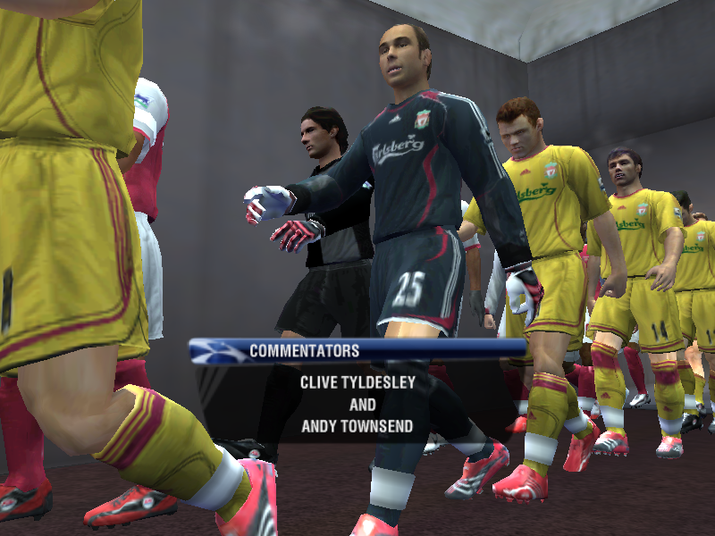 UEFA Champions League 2006-2007 (Windows) screenshot: The players are entering the pitch
