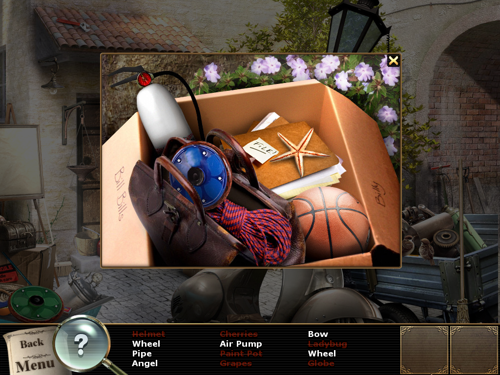 Insider Tales: Vanished in Rome (Windows) screenshot: Box full of objects