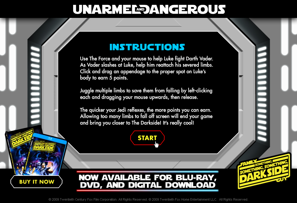 Unarmed & Dangerous (Browser) screenshot: Instructions