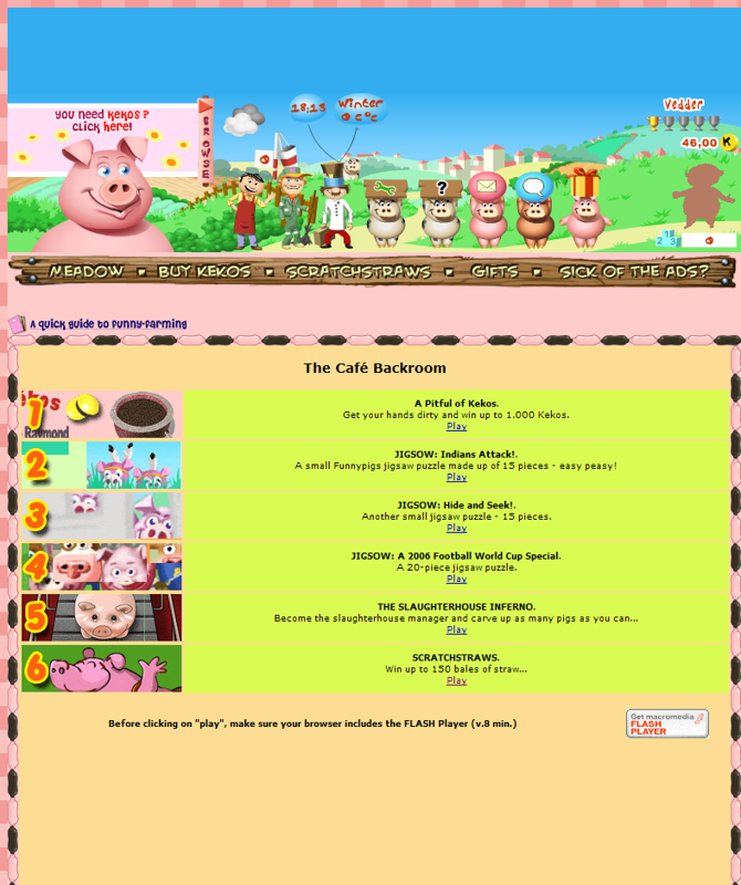 Screenshot of Funnypigs (Browser, 2002) MobyGames