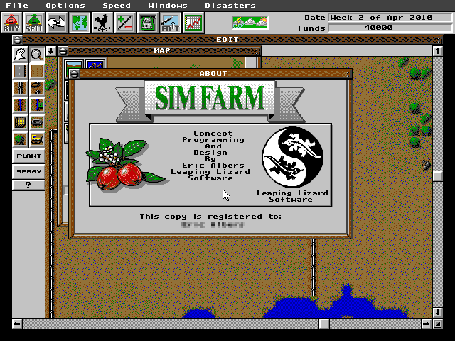 Sim Farm (DOS) screenshot: Credits
