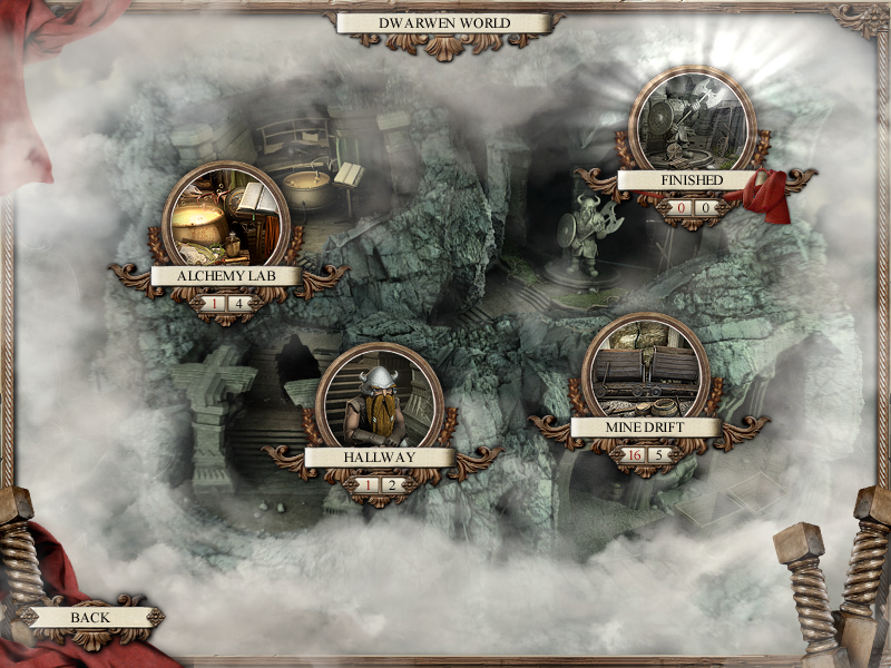 The Mirror Mysteries (Windows) screenshot: Dwarven world locations