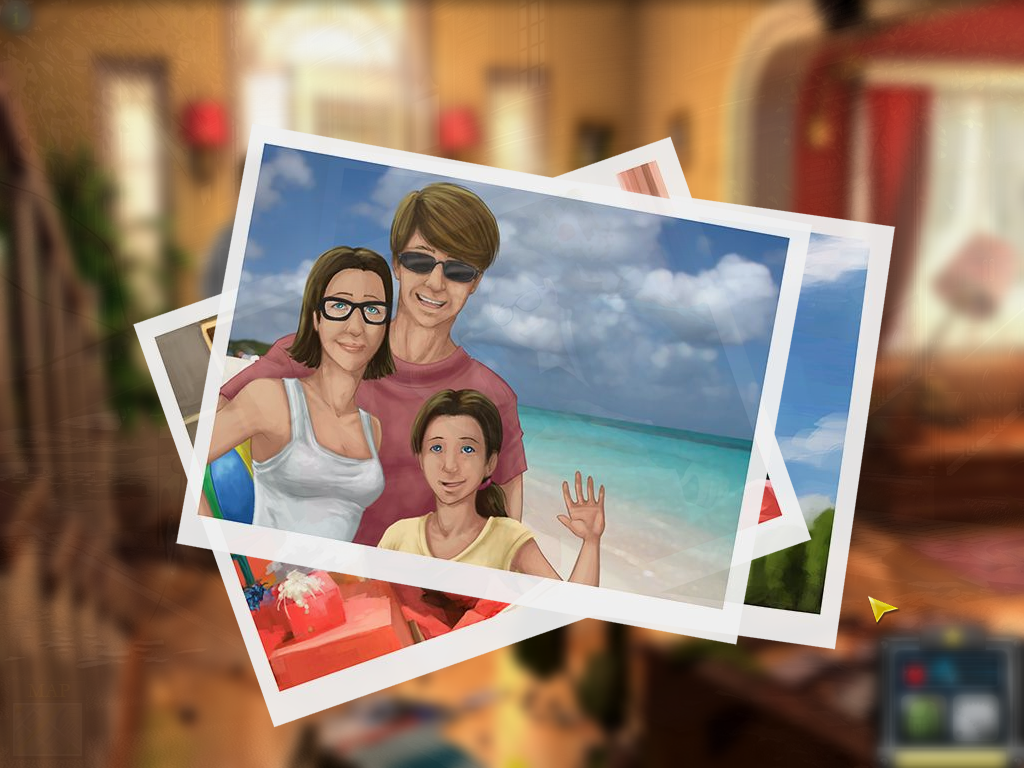 Escape the Museum 2 (Windows) screenshot: Loading screen showing photos of the family