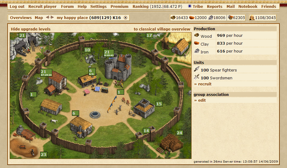 Tribal Wars (Browser) screenshot: A small village
