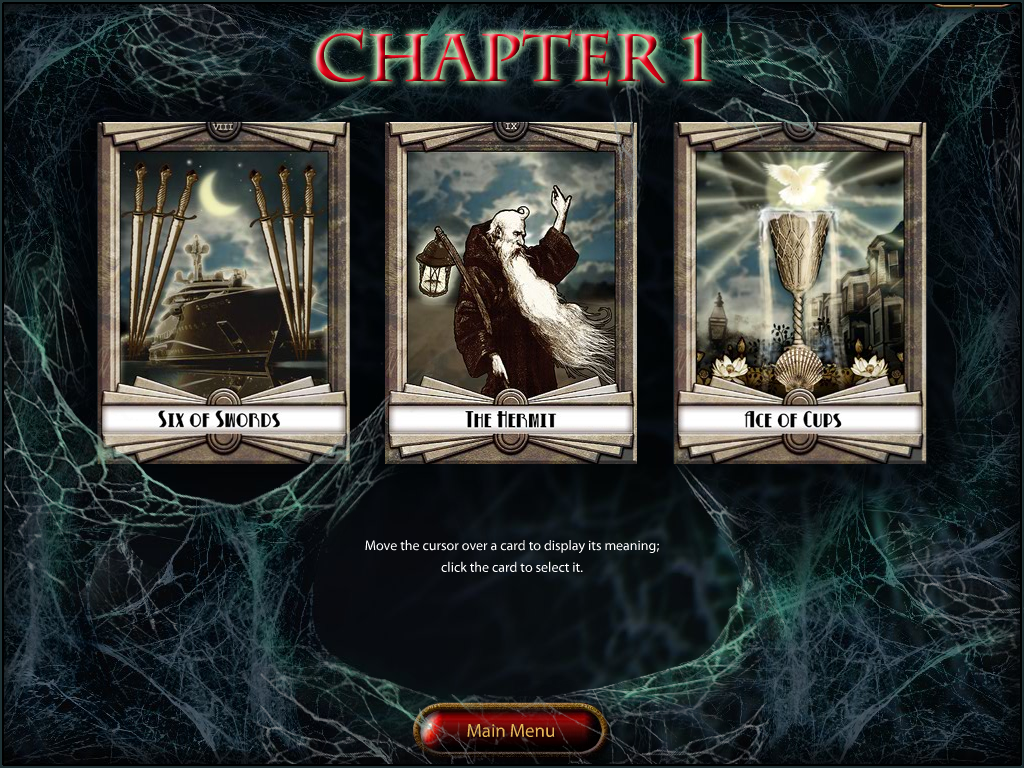 3 Cards to Dead Time (Windows) screenshot: First chapter tarot cards