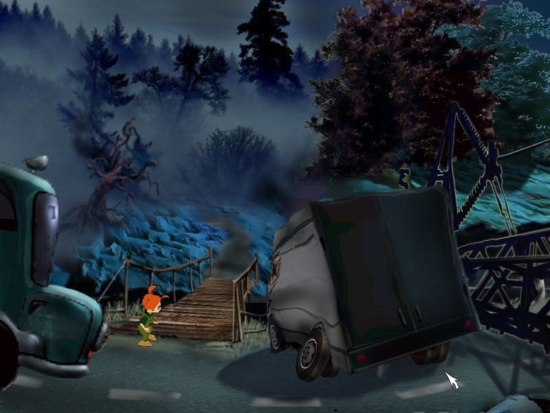 Strashilki: Shestoe Chuvstvo (Windows) screenshot: An accident on the road. Sorry, we are going on foot from now on.