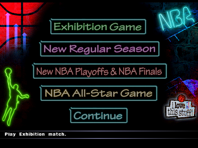 NBA in the Zone '98 (PlayStation) screenshot: Game mode selection