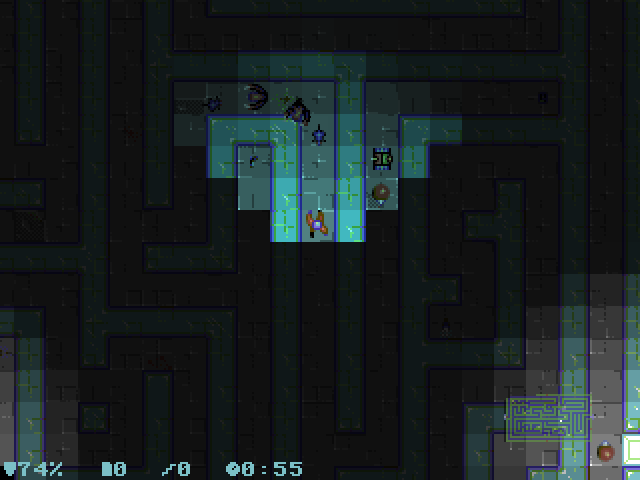 BOH (Windows) screenshot: A maze of transparent walls... a-mazing! (theme "C64")