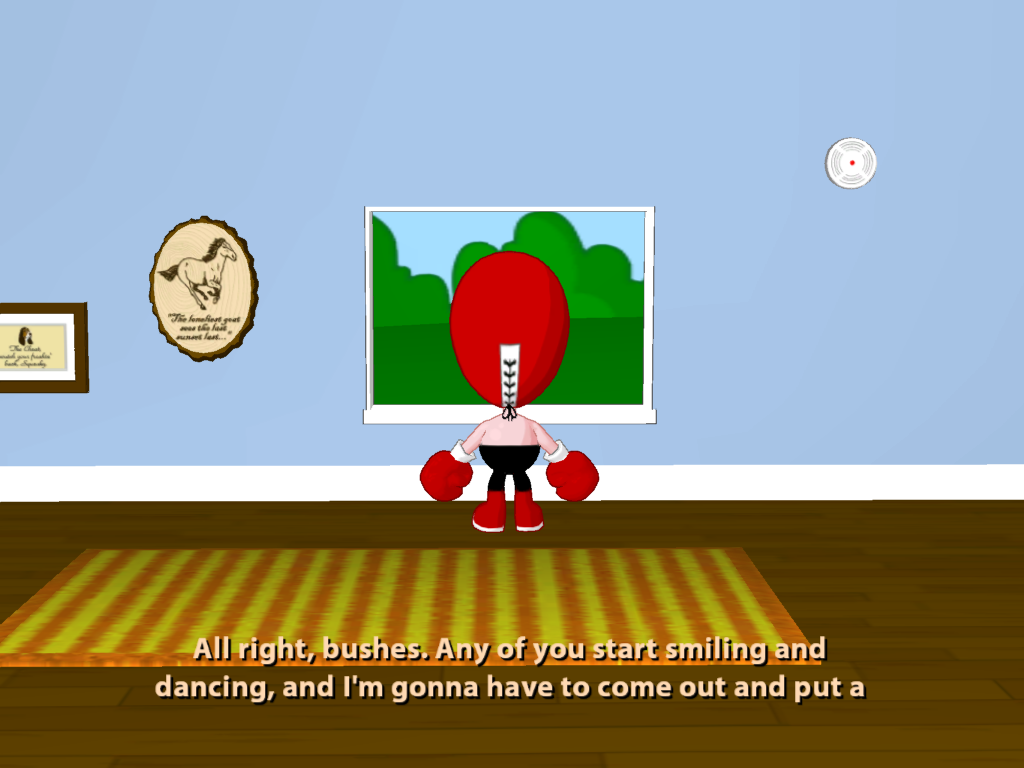 Strong Bad's Cool Game for Attractive People: Episode 5 - 8-Bit Is Enough (Windows) screenshot: Strong Bad does not approve of animated vegetation, remember this kids!