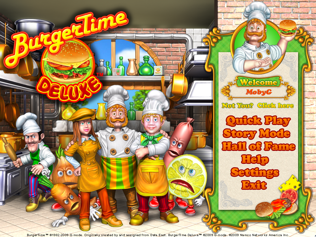 BurgerTime Deluxe (Windows) screenshot: Main menu
