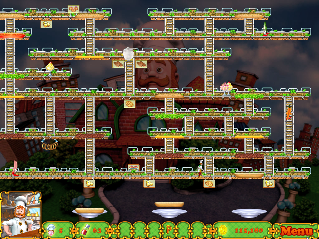 BurgerTime Deluxe (Windows) screenshot: Right side of the level