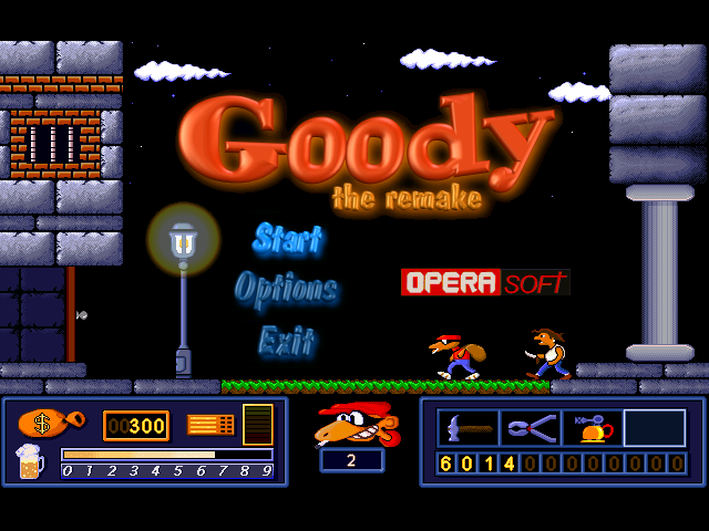 Goody: The Remake (Windows) screenshot: Main menu in English