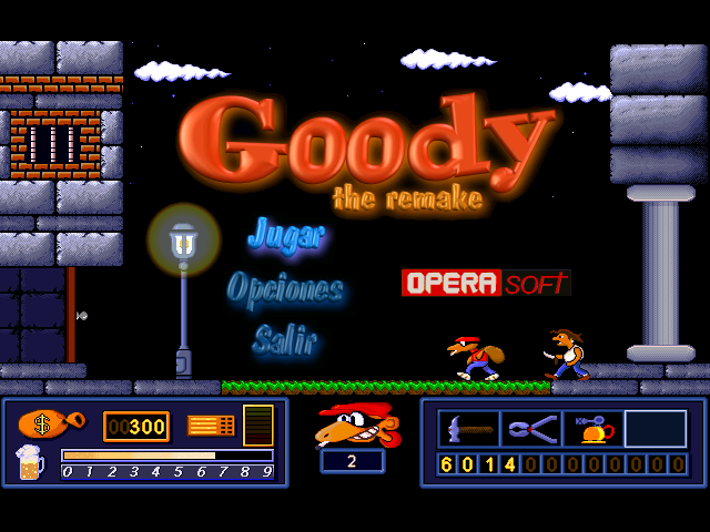 Goody: The Remake (Windows) screenshot: Main menu in Spanish