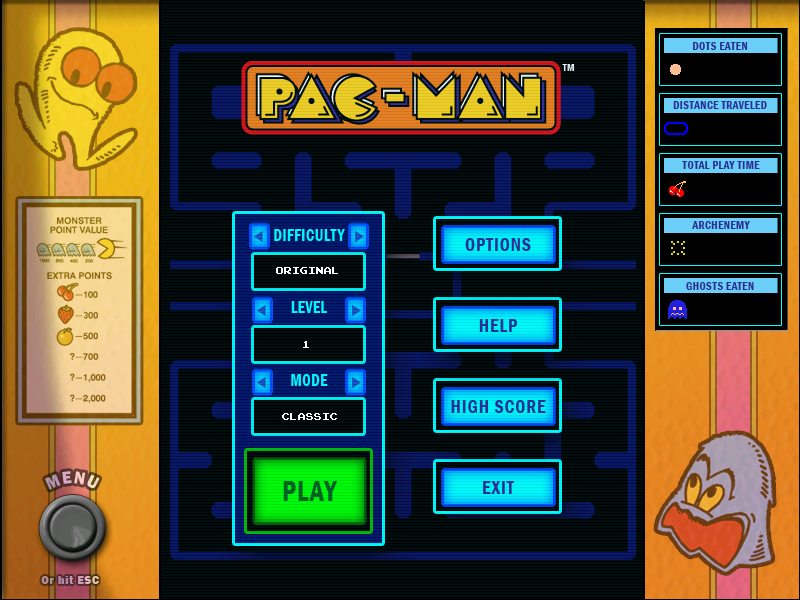 Namco All-Stars: Pac-Man and Dig Dug (Windows) screenshot: Pac-Man classic mode