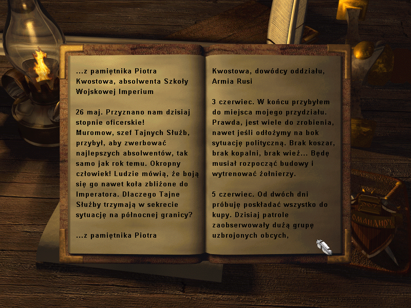Aztec Wars (Windows) screenshot: And our hero's diary. (Polish)