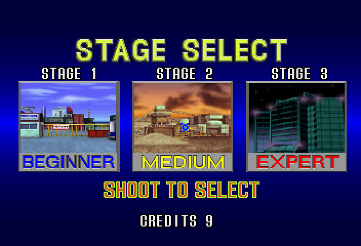 Virtua Cop (SEGA Saturn) screenshot: Stage Select