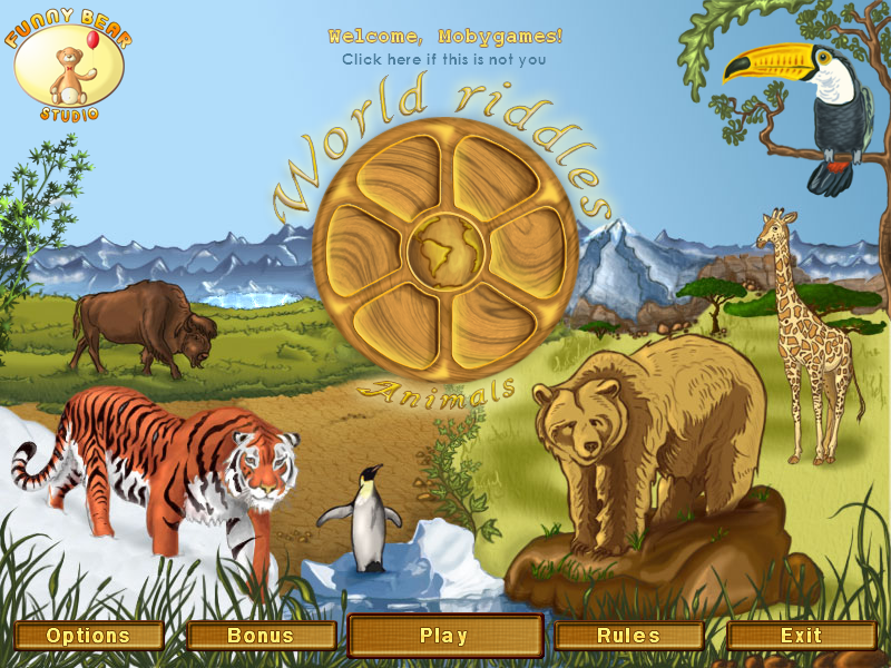 World Riddles: Animals (Windows) screenshot: Main menu