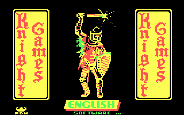 Knight Games (DOS) screenshot: Title screen (CGA)