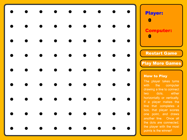 Dots (Browser) screenshot: 64 squares - 128 lines