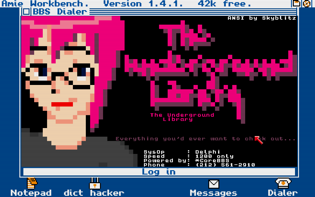 Digital: A Love Story (Windows) screenshot: Another BBS discovered