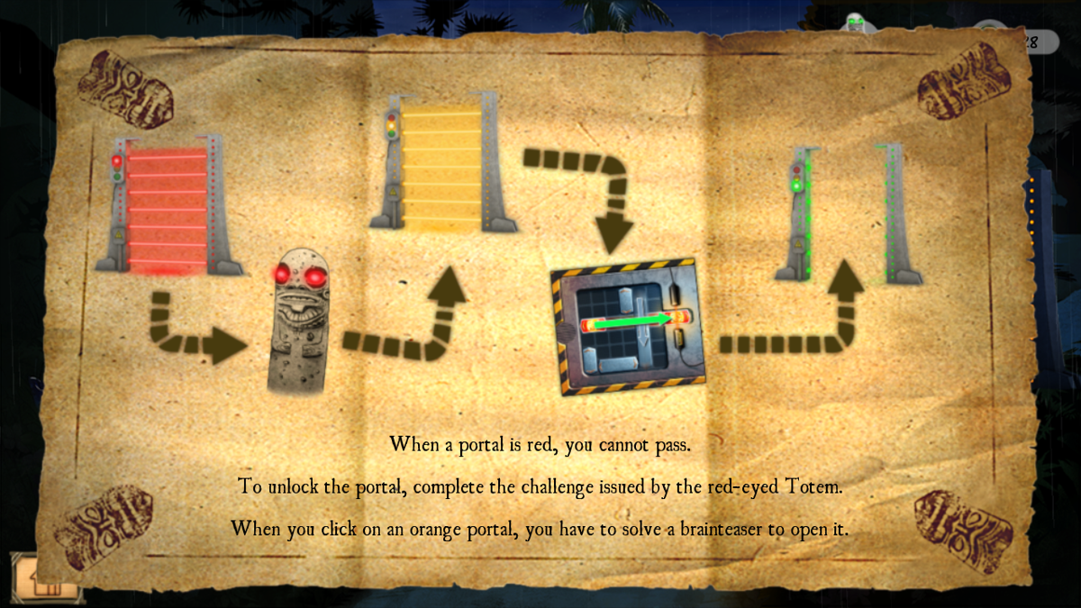 Eden's Quest: The Hunt for Akua (Windows) screenshot: Portal instructions