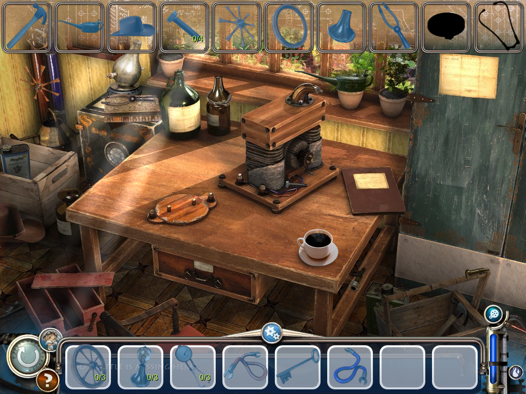 The Clumsys 2: Butterfly Effect (Windows) screenshot: Invention of the light bulb at Thomas Edison's study.