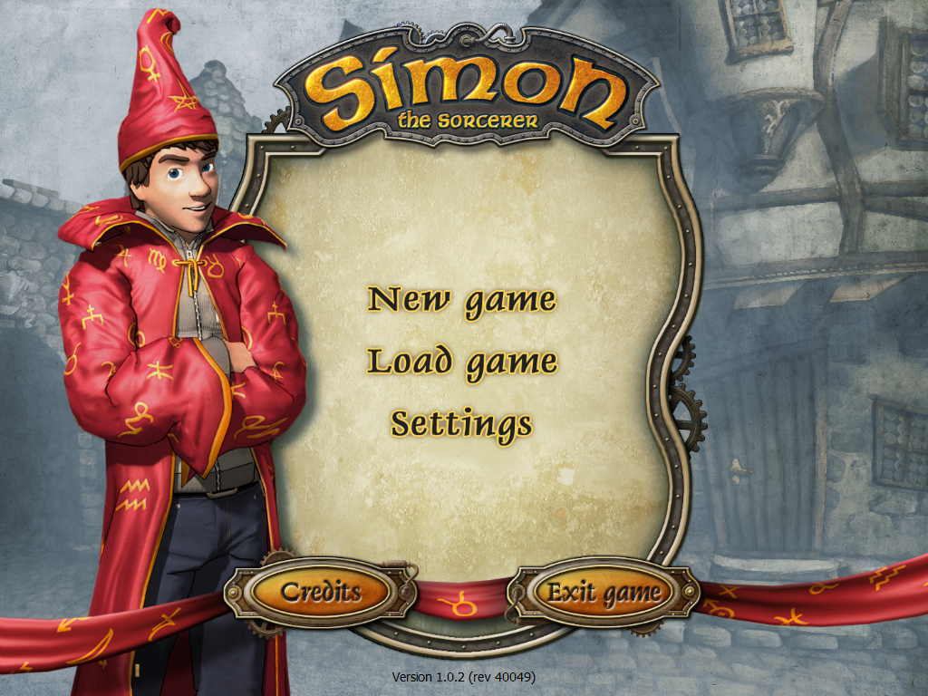 Simon the Sorcerer: Who'd Even Want Contact?! (Windows) screenshot: Title screen & opening menu